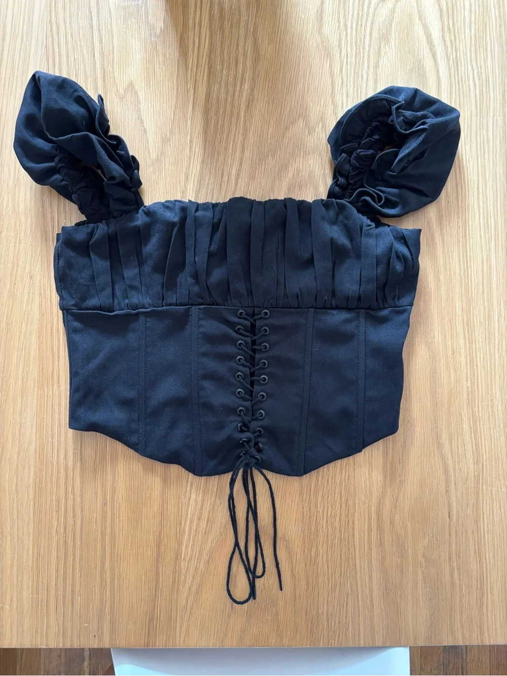Princess Polly Black corset Puff Sleeve Crop